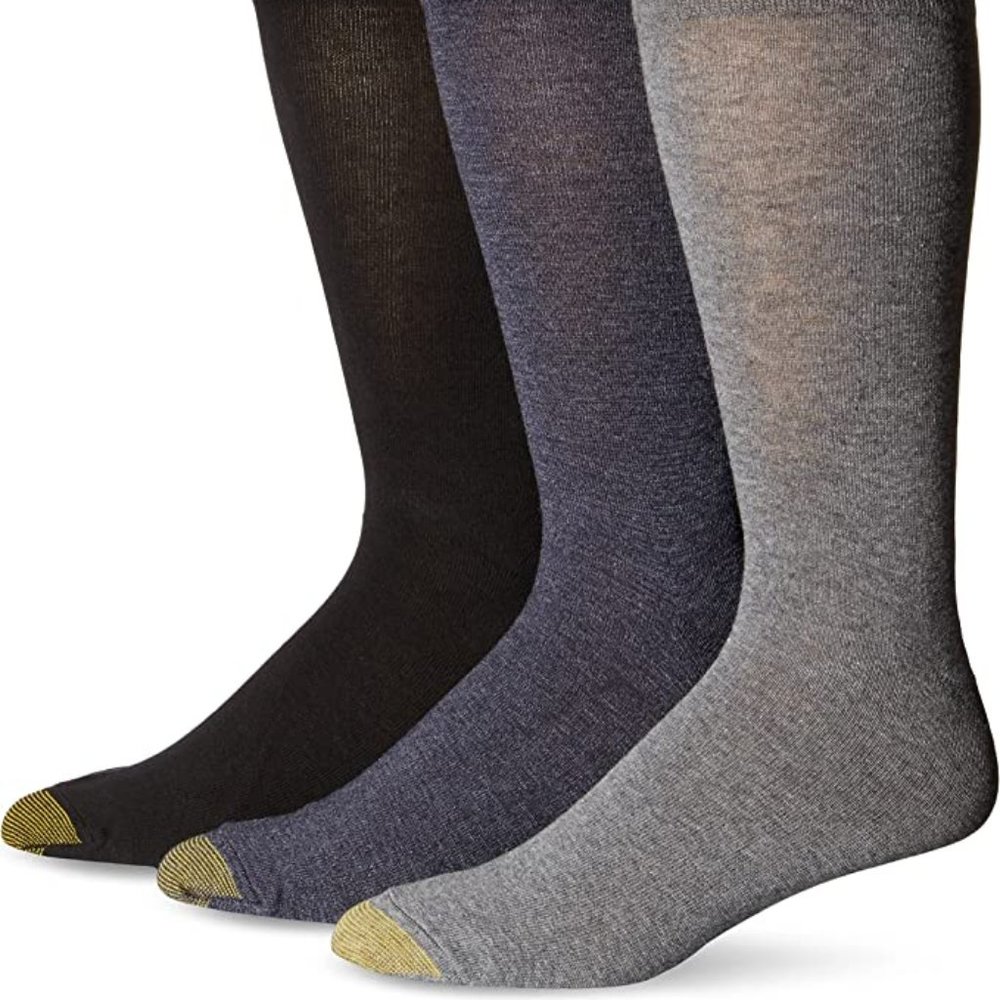 GOLD TOE Men's 3-Pk. Flat-Knit Crew Socks Big and Tall